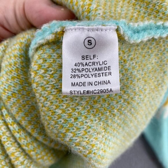 Haptics Sweater Womens Small Blue Daisy Button Up Cardigan Stretch Knit Happy - Picture 7 of 11